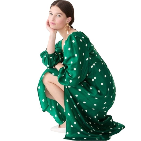 J. Crew Sweetheart Long Sleeve Midi Dress in Polka Dot - Picture 3 of 16